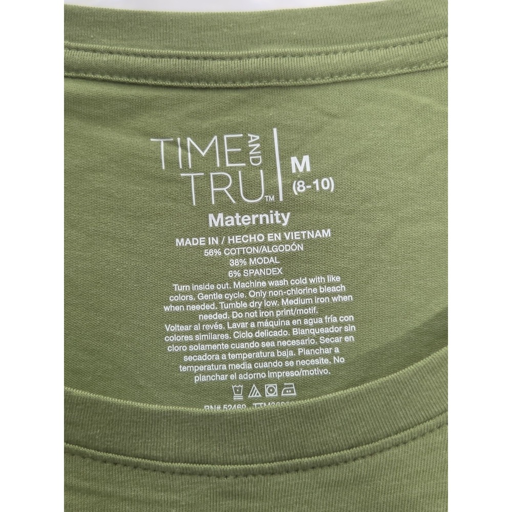 Time and Tru Maternity Graphic Tee‎ Fresh Fern Green Thats My Baby Shirt L 12-14 - Picture 4 of 4